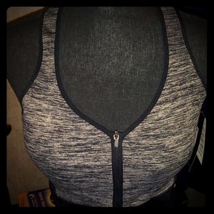 Avia Black/ Grey Space Dye Zip Front Sports Bra 2X